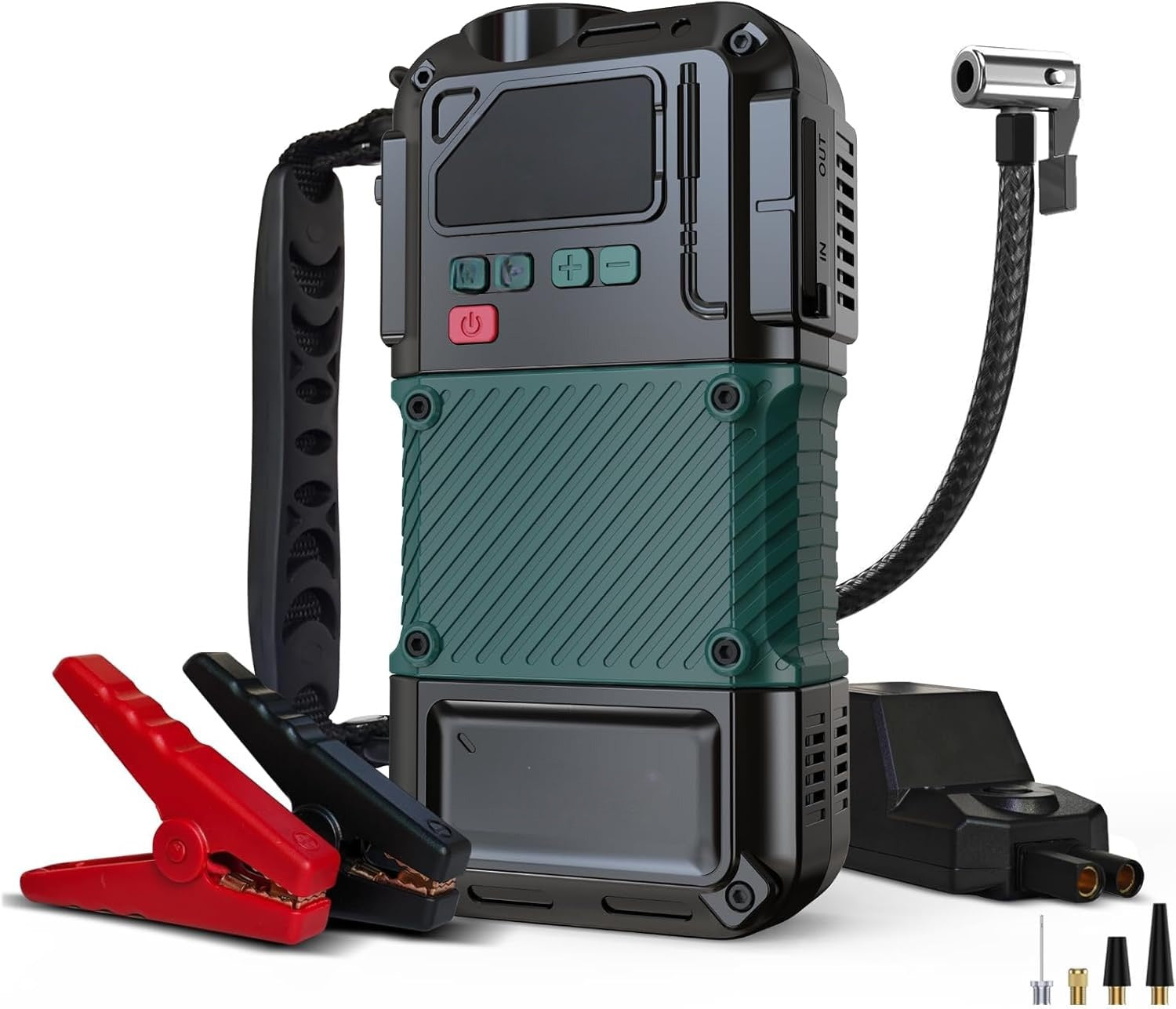 Auto Jump Starter 6000mAh met ingebouwde Bandencompressor – Powerbank, LED-lamp, Noodstarter