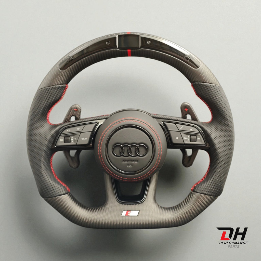 Audi RS3/S3/A3 8V RS4/5 B9 Carbon LED Stuur/Rode accenten met Carbon Flippers