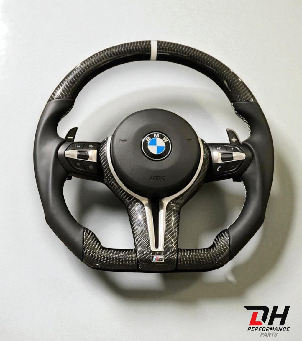 BMW Carbon Stuur / Geperforeerd Leer Witte 12H Markering  F series