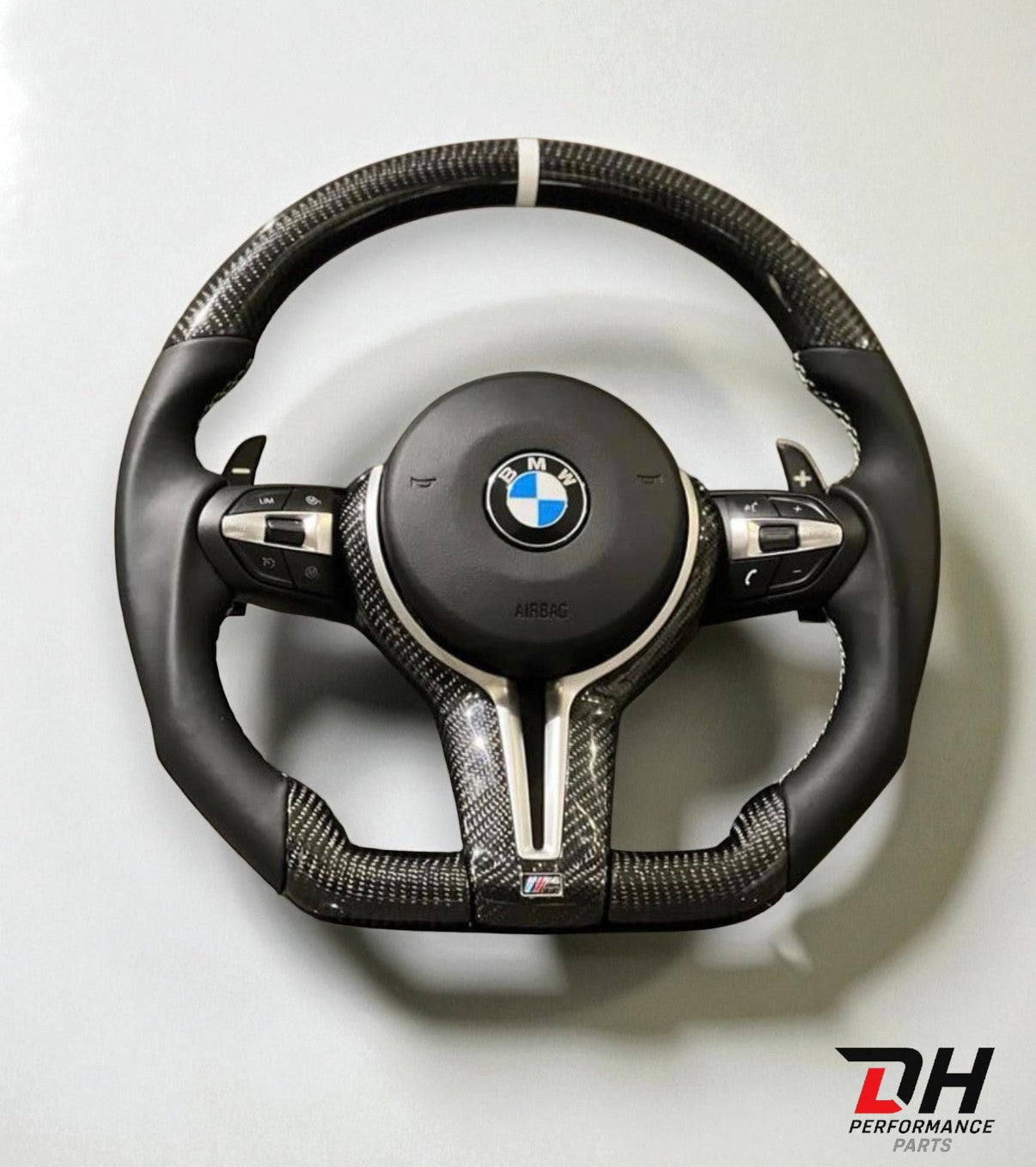 BMW Carbon Stuur / Geperforeerd Leer Witte 12H Markering  F series