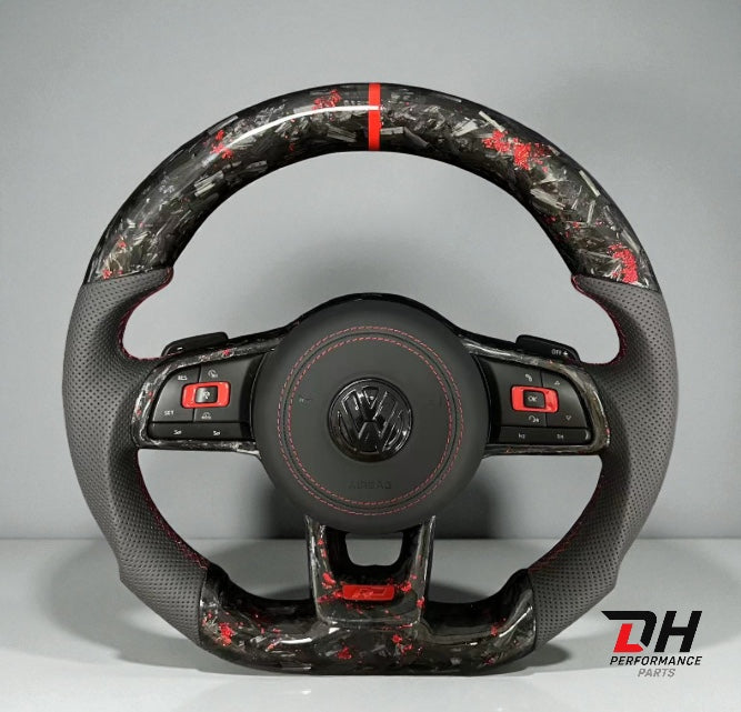 Golf 7/7.5R/GTI Stuur Rood Carbon Flakes&Geperforeerd Leer