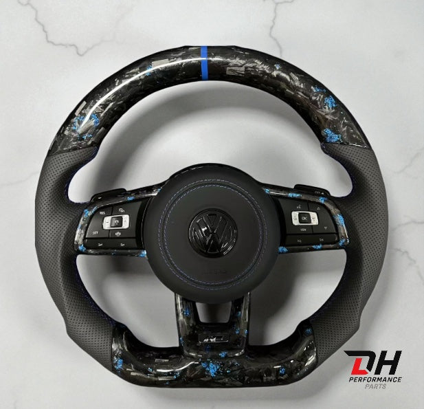 Golf 7/7.5R/GTI Stuur Blauw Carbon Flakes/Geperforeerd Leer