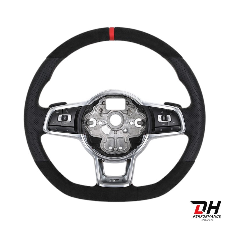 Volkswagen Golf 7 / 7.5 Sportstuur – Alcantara & Geperforeerd Leder – Rode Stitching & 12u Markering