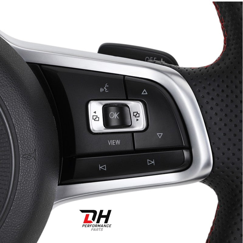 Volkswagen Golf 7 / 7.5 Sportstuur – Alcantara & Geperforeerd Leder – Rode Stitching & 12u Markering