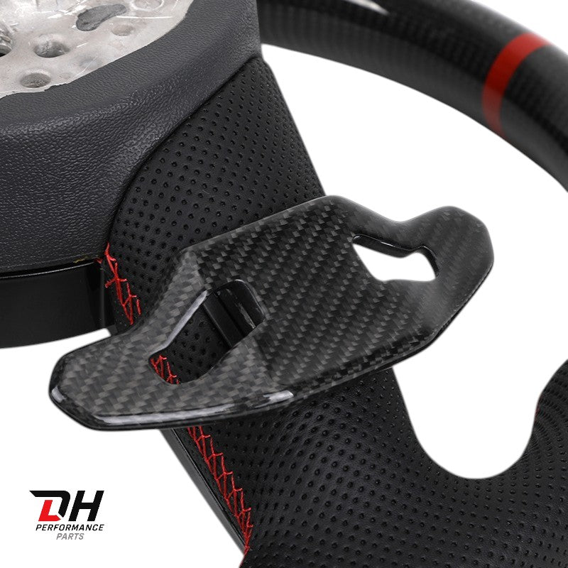 Audi Sportstuur – Carbon & Geperforeerd Leder – Rode Stitching & 12u Markering