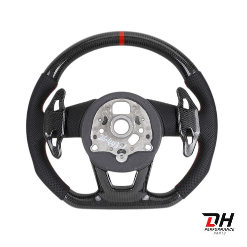 Audi Sportstuur – Carbon & Geperforeerd Leder – Rode Stitching & 12u Markering