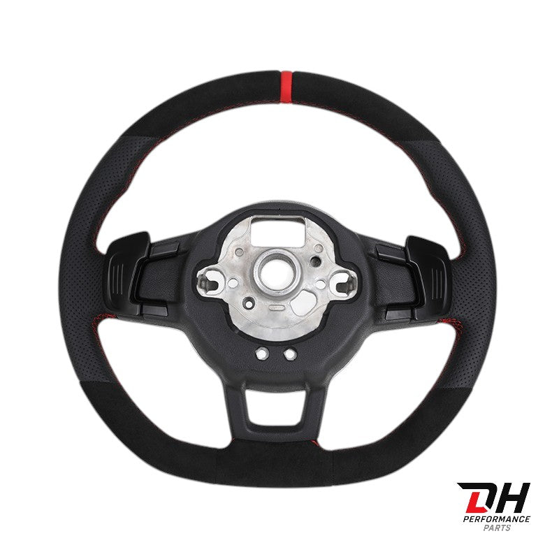 Volkswagen Golf 7 / 7.5 Sportstuur – Alcantara & Geperforeerd Leder – Rode Stitching & 12u Markering