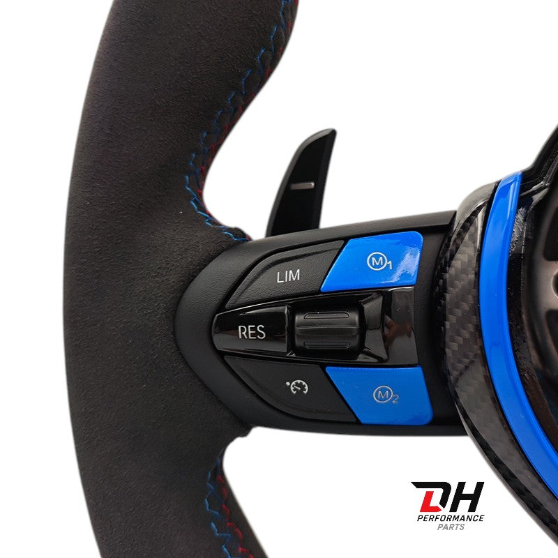 BMW M Performance Stuur F series Alcantara & Leder Blauw Carbon trim