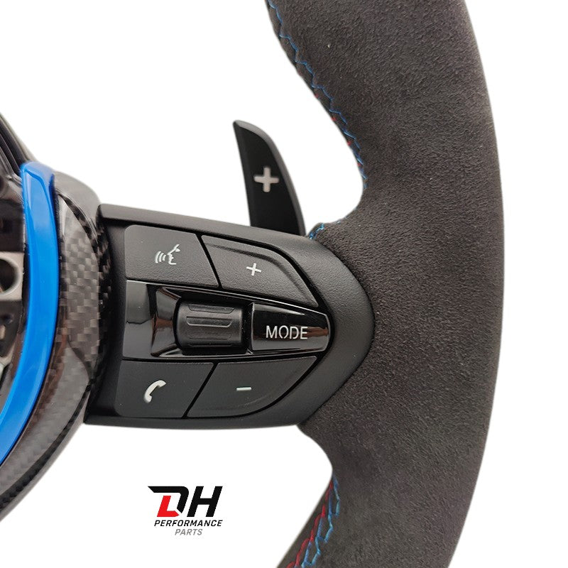 BMW M Performance Stuur F series Alcantara & Leder Blauw Carbon trim