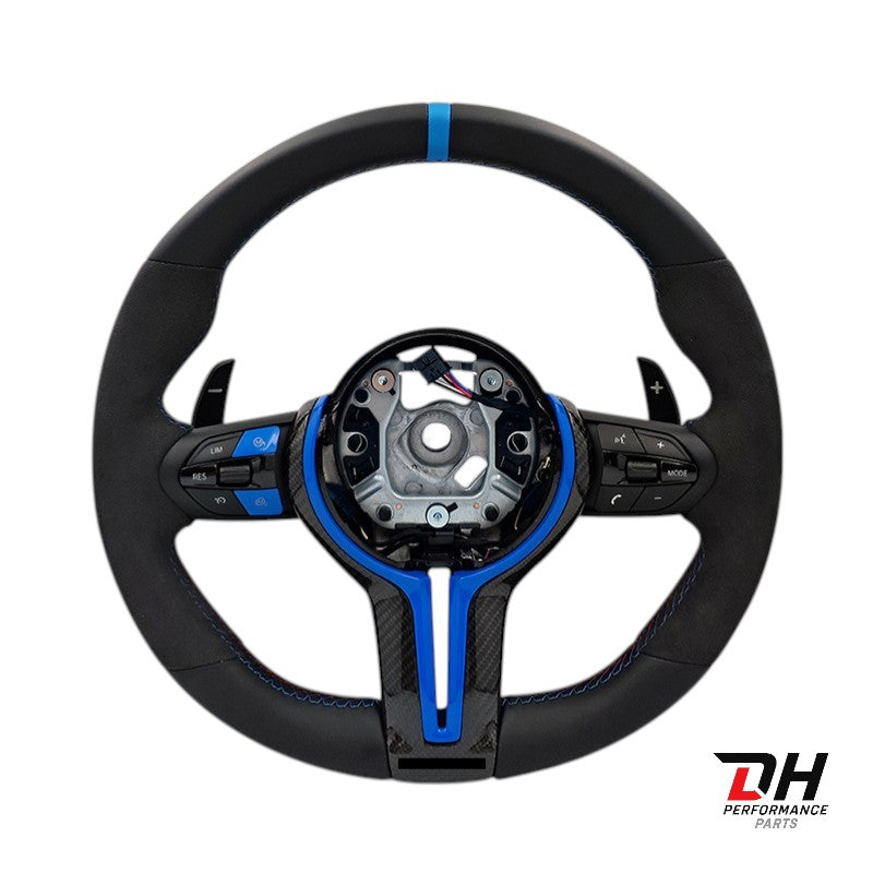BMW M Performance Stuur F series Alcantara & Leder Blauw Carbon trim